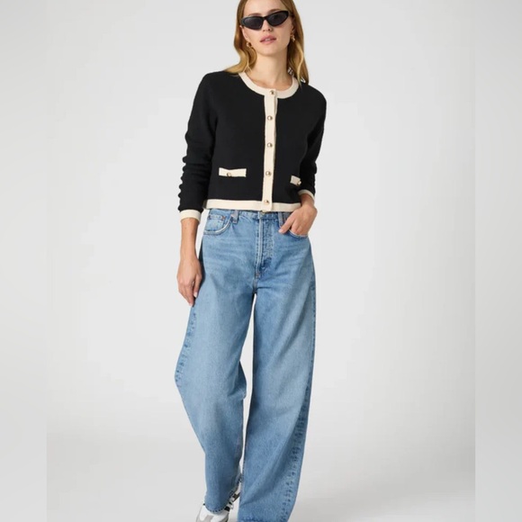 French Connection Sweaters - French Connection Vhari Contrast Trim Black Cardigan XS